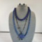 Three Lapis Lazuli Bead Necklaces & Pair Of Screw Back Earrings
