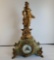 Antique French C. Vincenti Green Onyx & Gilt Metal Figural Mantel Clock