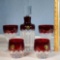 6 Pc Waterford Cut Crystal Mixology Talon Red Decanter Set