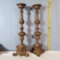 Pair of Mask Face and Floral Pillar 3 footed Banquet Candlesticks