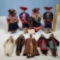 4 South American Zapotec/Peru and 5 Egyptian Clay Faced Ethic Dolls with Cloth Bodies