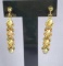 Vintage 14k Gold Screw Back Tri-Color Dangle Earrings