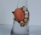 14k Gold Pink Coral & Pearl Ring