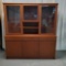 Vintage Mid Century Danish Modern Teak Credenza With Glass Door Lighted Top