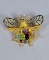 14k Gold Multi Gemstone Bee Pin/Brooch
