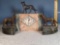 Art Deco Design Marble Clock with German Shepherd Topper and Decorator Extras