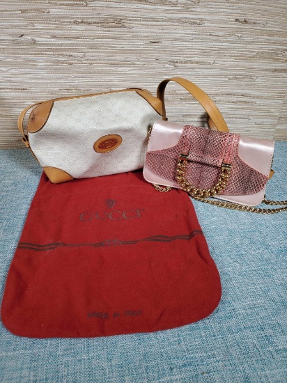 Authentic Vintage Gucci Accessory Line Crossbody Bag with Coa & Dolce & Gabbana Satin Clutch
