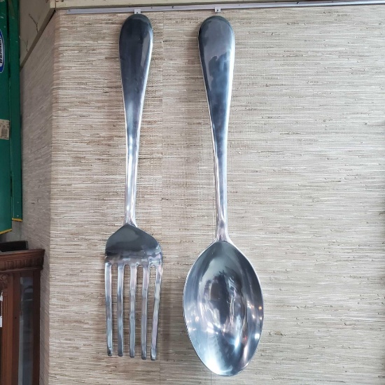 Very Large Aluminum Spoon & Fork