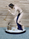 Gorgeous Royal Dux Art Nouveau Snake Charmer Porcelain Figurine