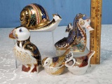 5 Hand Painted Royal Crown Derby Animal Paperweight Desk Sculptures
