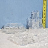 Waterford Cut Crystal Gravy Boat, 6 Napkin Rings, Butter, Salt and Pepper