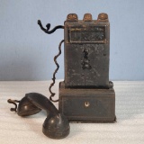 Early 1900s Gray Pay Station Phone With FIW Hand Set