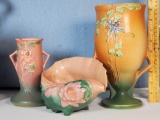 3 Pcs Roseville Columbine and Water Lily Art Pottery