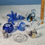 8 Glass Animals, Flower, Mini Rose Bowl, Etc