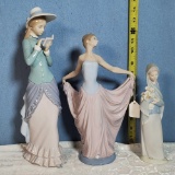 3 Lladro Lady Porcelain Figures