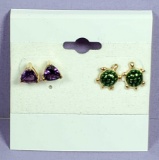 2 Pair of 14k Gold Stud Earrings