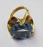14k Yellow Gold Approximately 18 Ct. Light Blue Sapphire Mid Century Modern Ring