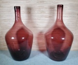 Pair of Amethyst Art Glass Floor Vases