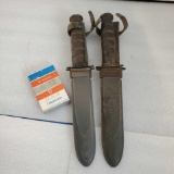 2 Vietnam Era Fixed Blade MK 2 Fighting Knives & 1 Lighter