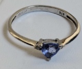 900 Platinum & Trillion Cut Tanzanite Ring Size 7