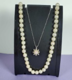 2 Pearl Necklaces with 14k Gold