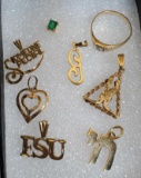 Lot Of 14K Yellow Gold Pendant, Ring & Charms