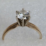 14K Yellow Gold Solitaire 3/4 Carat CZ