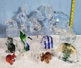 13 Glass Elephant Figurines - Signed Murano, Crystal, Hand Blown Etc