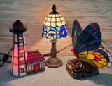 3 Stained Glass Novelty Lamps