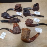 8 Vintage Wood Burl and Related Smoking Pipes
