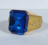 Men's 18k Gold Royal Blue Sapphire Ring