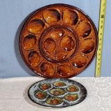 Table Top1 Dozen Serving and Individual Half Dozen Vintage French Majolica Oyster Plates