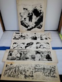 Don Sherwood Cartoonist {1930 - 2010} 5 Pieces Of Original Signed Art