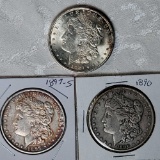 3 US Morgan Silver Dollars - 1890, 1897-S and 1921