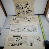 Don Sherwood Cartoonist {1930 - 2010} 4 Pieces Of Original Signed Art