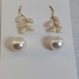 2 Pair of 14K Yellow Gold & Pearl Stud Earrings