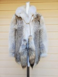 Genuine Vintage Coyote Fur Stroller Coat with Leather Tie