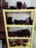 4 Shelves Full of Amethyst Moroccan & Other Glass