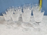 8 each Waterford Lismore Cut Crystal Water and Wine Glasses