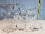 14 Pcs Vintage Fostoria Chintz Etched Glass Serving and Centerpiece Items