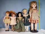 5 Vintage Plastic and Composition Sleepy Eye Character Dolls