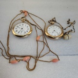 2 Vintage Open Face Pocket Watches Elgin & Illinois