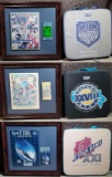 3 Sets Super Bowl Seat Cushions with Framed Program and Ticket for XXI, XXV and XVIII