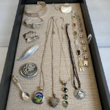 Tray Lot Of Sterling Silver Jewelry Jewel Art, Harry S. Bick, Mexico, Taxco, Ardentia,