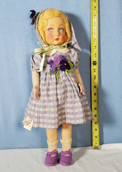 Mint Condition Lenci 1934 18" Benedetta Doll with Original Tags and Outfit