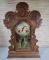 Working Restored & Serviced Antique Ingraham Clock Co. Calendar/Barometer Gingerbread Mantle Clock
