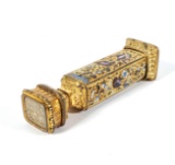 1800's French Gold Gilt on Silver with Enamel Wax Seal Etui Set with 28 Matrices