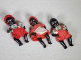 Vintage Family of 3 Bisque African American Googly Eye Dolls