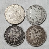 4 US Morgan Silver Dollars - 1881-S, 1889-O, 1891-O, and 1921-S