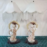 Pair Of Giuseppe Armani OK Collection Semi Nude Resin Lamps
